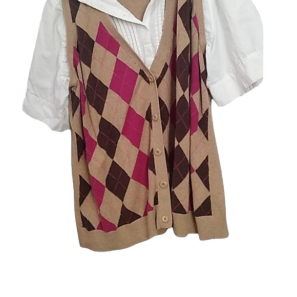 Lane Bryant Button up White Shirt w/ Plaid - Picture 1 of 1